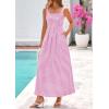 image:imagePRETTYGARDEN Womens 2026 Summer Spaghetti Strap Maxi Dresses Plaid Square Neck A Line Casual Beach Vacation Long SundressPink Purple