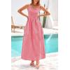 image:imagePRETTYGARDEN Womens 2026 Summer Spaghetti Strap Maxi Dresses Plaid Square Neck A Line Casual Beach Vacation Long SundressRed