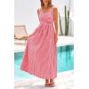 image:imagePRETTYGARDEN Womens 2026 Summer Spaghetti Strap Maxi Dresses Plaid Square Neck A Line Casual Beach Vacation Long SundressRed