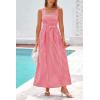 image:imagePRETTYGARDEN Womens 2026 Summer Spaghetti Strap Maxi Dresses Plaid Square Neck A Line Casual Beach Vacation Long SundressRed
