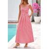 image:imagePRETTYGARDEN Womens 2026 Summer Spaghetti Strap Maxi Dresses Plaid Square Neck A Line Casual Beach Vacation Long SundressRed