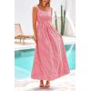 image:imagePRETTYGARDEN Womens 2026 Summer Spaghetti Strap Maxi Dresses Plaid Square Neck A Line Casual Beach Vacation Long SundressRed