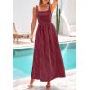 image:imagePRETTYGARDEN Womens 2026 Summer Spaghetti Strap Maxi Dresses Plaid Square Neck A Line Casual Beach Vacation Long SundressRed Black