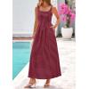 image:imagePRETTYGARDEN Womens 2026 Summer Spaghetti Strap Maxi Dresses Plaid Square Neck A Line Casual Beach Vacation Long SundressRed Black