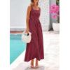 image:imagePRETTYGARDEN Womens 2026 Summer Spaghetti Strap Maxi Dresses Plaid Square Neck A Line Casual Beach Vacation Long SundressRed Black