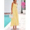 image:imagePRETTYGARDEN Womens 2026 Summer Spaghetti Strap Maxi Dresses Plaid Square Neck A Line Casual Beach Vacation Long SundressYellow