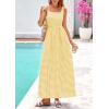 image:imagePRETTYGARDEN Womens 2026 Summer Spaghetti Strap Maxi Dresses Plaid Square Neck A Line Casual Beach Vacation Long SundressYellow