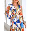 image:imagePRETTYGARDEN Womens Floral Midi Dress Casual Fall V Neck Long Sleeve Flowy Spring Beach Wedding Guest Vacation DressesBlue Watercolour