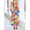 image:imagePRETTYGARDEN Womens Floral Midi Dress Casual Fall V Neck Long Sleeve Flowy Spring Beach Wedding Guest Vacation DressesBlue Watercolour