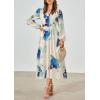 image:imagePRETTYGARDEN Womens Floral Midi Dress Casual Fall V Neck Long Sleeve Flowy Spring Beach Wedding Guest Vacation DressesBlue White Floral