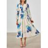 image:imagePRETTYGARDEN Womens Floral Midi Dress Casual Fall V Neck Long Sleeve Flowy Spring Beach Wedding Guest Vacation DressesBlue White Floral