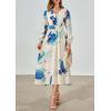 image:imagePRETTYGARDEN Womens Floral Midi Dress Casual Fall V Neck Long Sleeve Flowy Spring Beach Wedding Guest Vacation DressesBlue White Floral