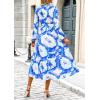 image:imagePRETTYGARDEN Womens Floral Midi Dress Casual Fall V Neck Long Sleeve Flowy Spring Beach Wedding Guest Vacation DressesBlue White Watercolour