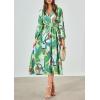image:imagePRETTYGARDEN Womens Floral Midi Dress Casual Fall V Neck Long Sleeve Flowy Spring Beach Wedding Guest Vacation DressesGreen