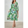 image:imagePRETTYGARDEN Womens Floral Midi Dress Casual Fall V Neck Long Sleeve Flowy Spring Beach Wedding Guest Vacation DressesGreen