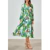 image:imagePRETTYGARDEN Womens Floral Midi Dress Casual Fall V Neck Long Sleeve Flowy Spring Beach Wedding Guest Vacation DressesGreen