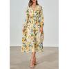 image:imagePRETTYGARDEN Womens Floral Midi Dress Casual Fall V Neck Long Sleeve Flowy Spring Beach Wedding Guest Vacation DressesGreen Floral