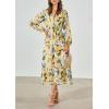 image:imagePRETTYGARDEN Womens Floral Midi Dress Casual Fall V Neck Long Sleeve Flowy Spring Beach Wedding Guest Vacation DressesGreen Floral