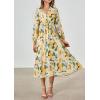 image:imagePRETTYGARDEN Womens Floral Midi Dress Casual Fall V Neck Long Sleeve Flowy Spring Beach Wedding Guest Vacation DressesGreen Floral