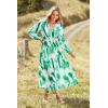 image:imagePRETTYGARDEN Womens Floral Midi Dress Casual Fall V Neck Long Sleeve Flowy Spring Beach Wedding Guest Vacation DressesGreen Watercolour