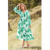 image:imagePRETTYGARDEN Womens Floral Midi Dress Casual Fall V Neck Long Sleeve Flowy Spring Beach Wedding Guest Vacation DressesGreen Watercolour