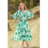 image:imagePRETTYGARDEN Womens Floral Midi Dress Casual Fall V Neck Long Sleeve Flowy Spring Beach Wedding Guest Vacation DressesGreen Watercolour