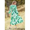 image:imagePRETTYGARDEN Womens Floral Midi Dress Casual Fall V Neck Long Sleeve Flowy Spring Beach Wedding Guest Vacation DressesGreen Watercolour