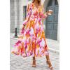 image:imagePRETTYGARDEN Womens Floral Midi Dress Casual Fall V Neck Long Sleeve Flowy Spring Beach Wedding Guest Vacation DressesMulticolored Print