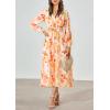 image:imagePRETTYGARDEN Womens Floral Midi Dress Casual Fall V Neck Long Sleeve Flowy Spring Beach Wedding Guest Vacation DressesOrange Floral