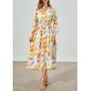 image:imagePRETTYGARDEN Womens Floral Midi Dress Casual Fall V Neck Long Sleeve Flowy Spring Beach Wedding Guest Vacation DressesOrange Purple Floral