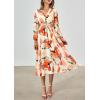 image:imagePRETTYGARDEN Womens Floral Midi Dress Casual Fall V Neck Long Sleeve Flowy Spring Beach Wedding Guest Vacation DressesOrange Watercolour