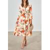 image:imagePRETTYGARDEN Womens Floral Midi Dress Casual Fall V Neck Long Sleeve Flowy Spring Beach Wedding Guest Vacation DressesOrange Watercolour
