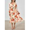 image:imagePRETTYGARDEN Womens Floral Midi Dress Casual Fall V Neck Long Sleeve Flowy Spring Beach Wedding Guest Vacation DressesOrange Watercolour