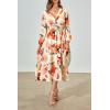 image:imagePRETTYGARDEN Womens Floral Midi Dress Casual Fall V Neck Long Sleeve Flowy Spring Beach Wedding Guest Vacation DressesOrange Watercolour