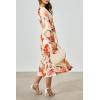 image:imagePRETTYGARDEN Womens Floral Midi Dress Casual Fall V Neck Long Sleeve Flowy Spring Beach Wedding Guest Vacation DressesOrange Watercolour