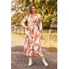 image:imagePRETTYGARDEN Womens Floral Midi Dress Casual Fall V Neck Long Sleeve Flowy Spring Beach Wedding Guest Vacation DressesPink Watercolour