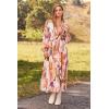 image:imagePRETTYGARDEN Womens Floral Midi Dress Casual Fall V Neck Long Sleeve Flowy Spring Beach Wedding Guest Vacation DressesPink Watercolour