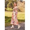 image:imagePRETTYGARDEN Womens Floral Midi Dress Casual Fall V Neck Long Sleeve Flowy Spring Beach Wedding Guest Vacation DressesPink Watercolour