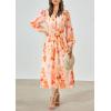 image:imagePRETTYGARDEN Womens Floral Midi Dress Casual Fall V Neck Long Sleeve Flowy Spring Beach Wedding Guest Vacation DressesRed Floral