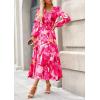 image:imagePRETTYGARDEN Womens Floral Midi Dress Casual Fall V Neck Long Sleeve Flowy Spring Beach Wedding Guest Vacation DressesRose Pink Watercolour