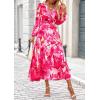 image:imagePRETTYGARDEN Womens Floral Midi Dress Casual Fall V Neck Long Sleeve Flowy Spring Beach Wedding Guest Vacation DressesRose Pink Watercolour