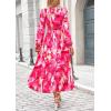 image:imagePRETTYGARDEN Womens Floral Midi Dress Casual Fall V Neck Long Sleeve Flowy Spring Beach Wedding Guest Vacation DressesRose Pink Watercolour