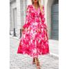 image:imagePRETTYGARDEN Womens Floral Midi Dress Casual Fall V Neck Long Sleeve Flowy Spring Beach Wedding Guest Vacation DressesRose Pink Watercolour