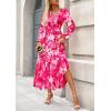 image:imagePRETTYGARDEN Womens Floral Midi Dress Casual Fall V Neck Long Sleeve Flowy Spring Beach Wedding Guest Vacation DressesRose Pink Watercolour