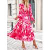 image:imagePRETTYGARDEN Womens Floral Midi Dress Casual Fall V Neck Long Sleeve Flowy Spring Beach Wedding Guest Vacation DressesRose Pink Watercolour