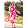 image:imagePRETTYGARDEN Womens Floral Midi Dress Casual Fall V Neck Long Sleeve Flowy Spring Beach Wedding Guest Vacation DressesRose Red Floral