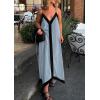 image:imagePRETTYGARDEN Womens Maxi Dress 2026 Summer Sundress V Neck Spaghetti Strap Flowy Elegant Party Dresses Beach Vacation ClothesDusty Blue