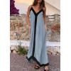 image:imagePRETTYGARDEN Womens Maxi Dress 2026 Summer Sundress V Neck Spaghetti Strap Flowy Elegant Party Dresses Beach Vacation ClothesDusty Blue