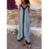 image:imagePRETTYGARDEN Womens Maxi Dress 2026 Summer Sundress V Neck Spaghetti Strap Flowy Elegant Party Dresses Beach Vacation ClothesDusty Blue