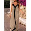 image:imagePRETTYGARDEN Womens Maxi Dress 2026 Summer Sundress V Neck Spaghetti Strap Flowy Elegant Party Dresses Beach Vacation ClothesLight Khaki
